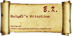 Bolyós Krisztina névjegykártya